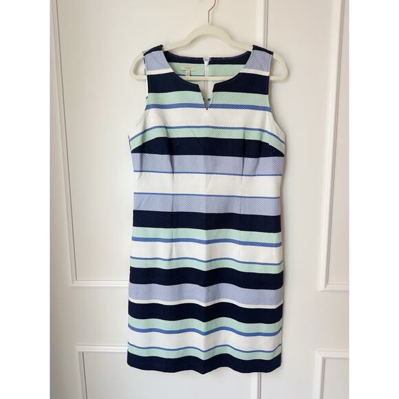 Talbots Dresses & Skirts - Talbot's Striped Shift Dress Size 12P Blue White Green 99% Cotton